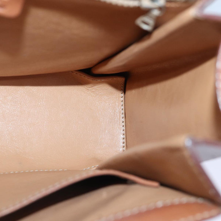 Celine Macadam Canvas Hand Bag PVC Leather Beige Auth 87640