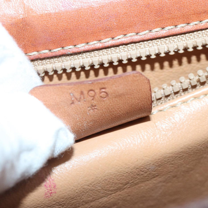 Celine Macadam Canvas Hand Bag PVC Leather Beige Auth 87640