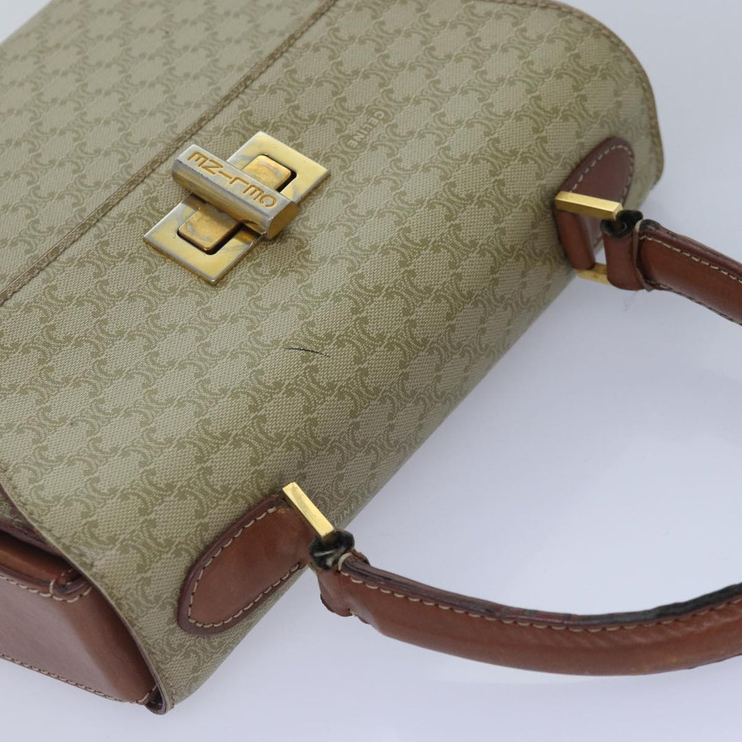 Celine Macadam Canvas Hand Bag PVC Leather Beige Auth 87640