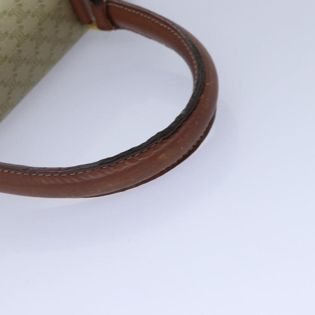 Celine Macadam Canvas Hand Bag PVC Leather Beige Auth 87640
