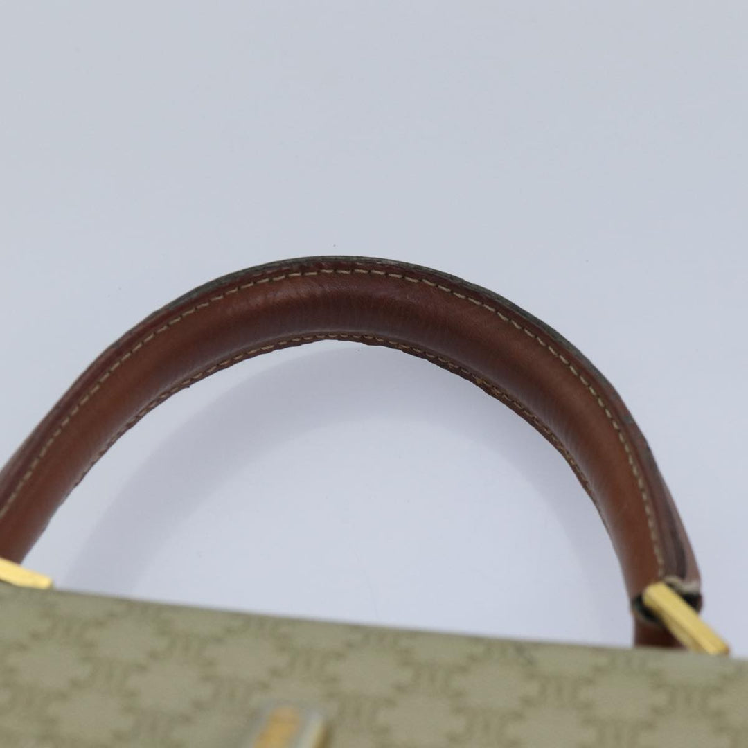Celine Macadam Canvas Hand Bag PVC Leather Beige Auth 87640