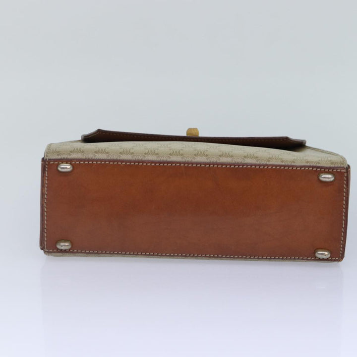 Celine Macadam Canvas Hand Bag PVC Leather Beige Auth 87640