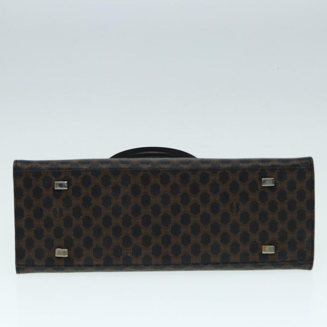 Celine Macadam Canvas Hand Bag PVC Leather 2way Brown Black Auth 87641A