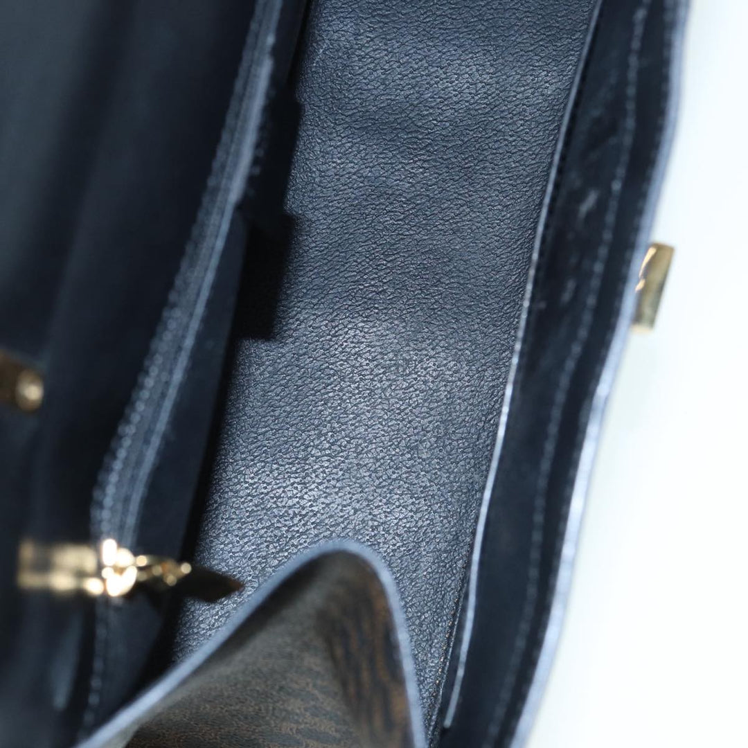 Celine Macadam Canvas Hand Bag PVC Leather 2way Brown Black Auth 87641A