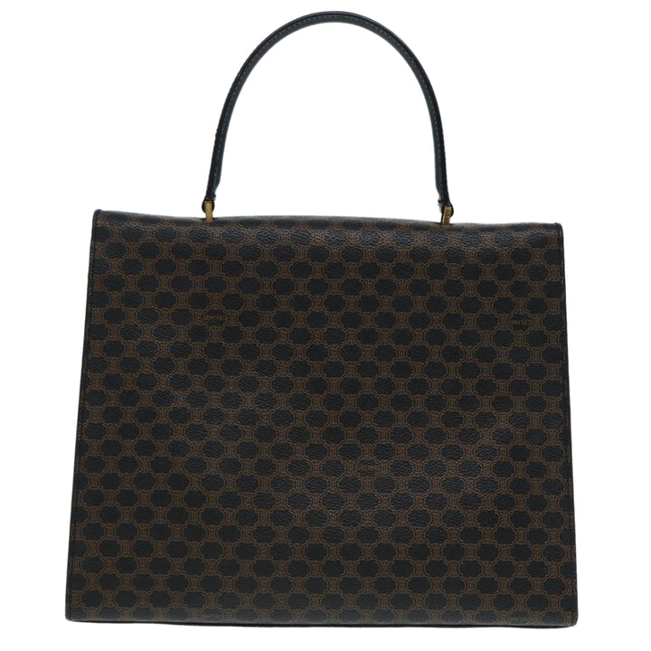 Celine Macadam Canvas Hand Bag PVC Leather 2way Brown Black Auth 87641A