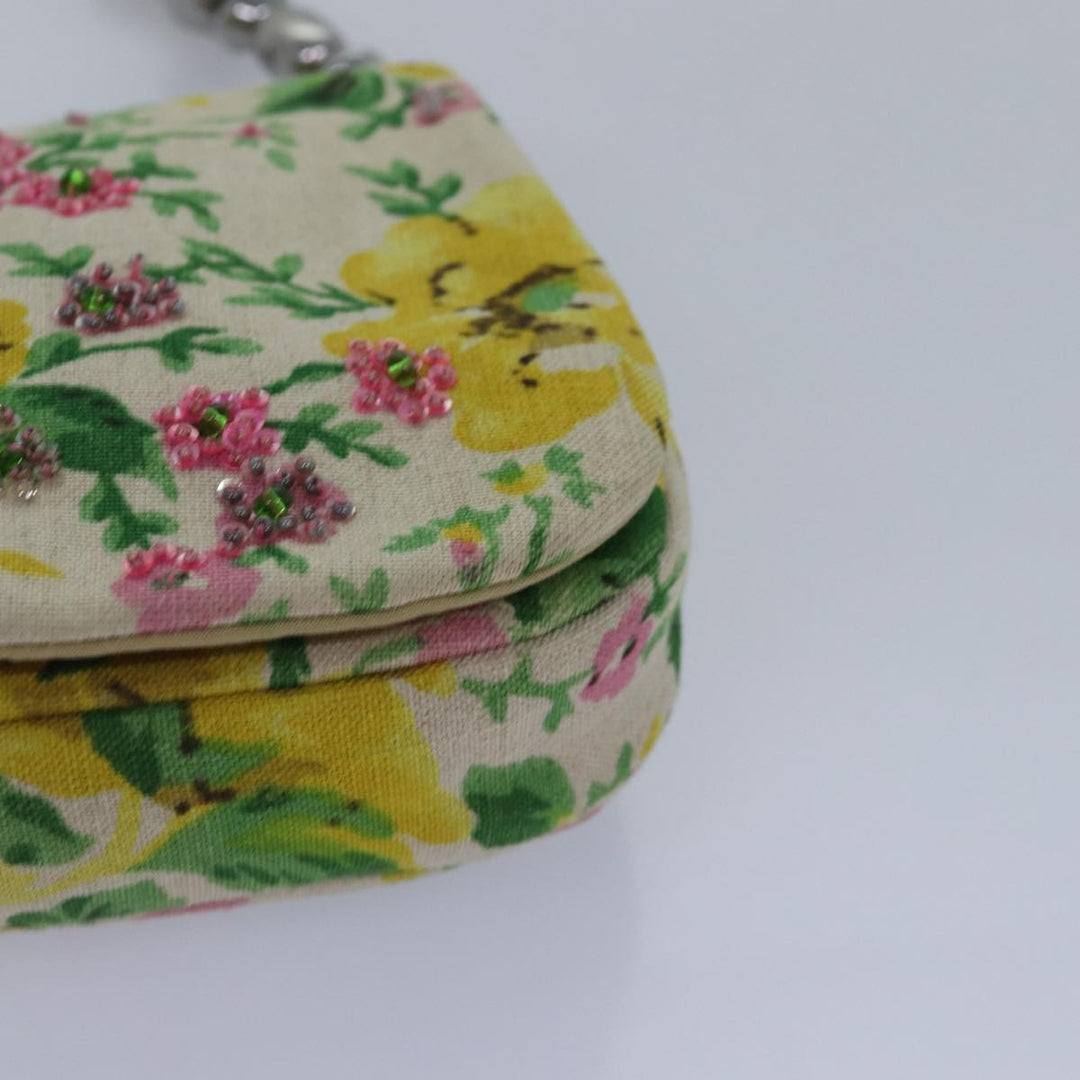 CHRISTIAN Top quality Dior Flower Shoulder Bag Canvas Beige Yellow Auth 87650