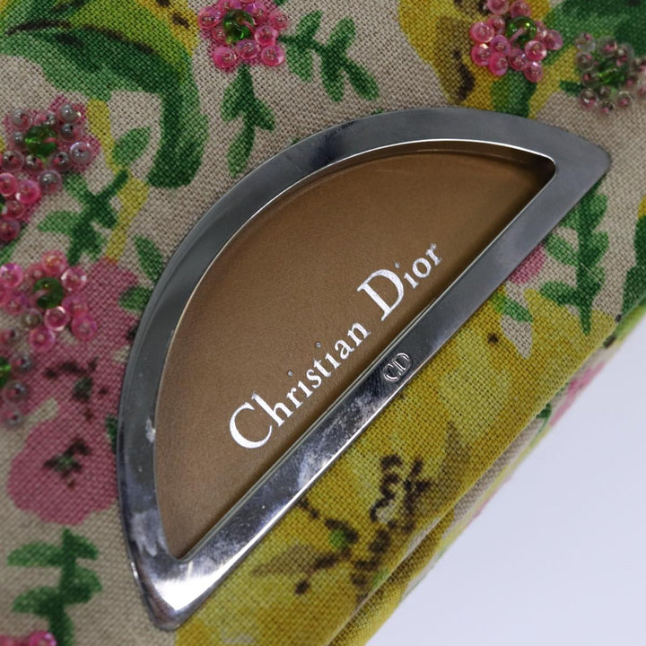 CHRISTIAN Top quality Dior Flower Shoulder Bag Canvas Beige Yellow Auth 87650
