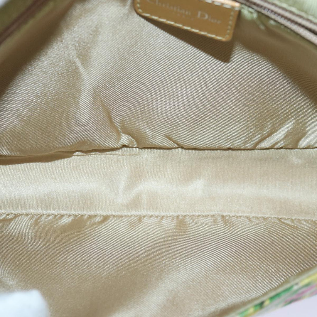 CHRISTIAN Top quality Dior Flower Shoulder Bag Canvas Beige Yellow Auth 87650