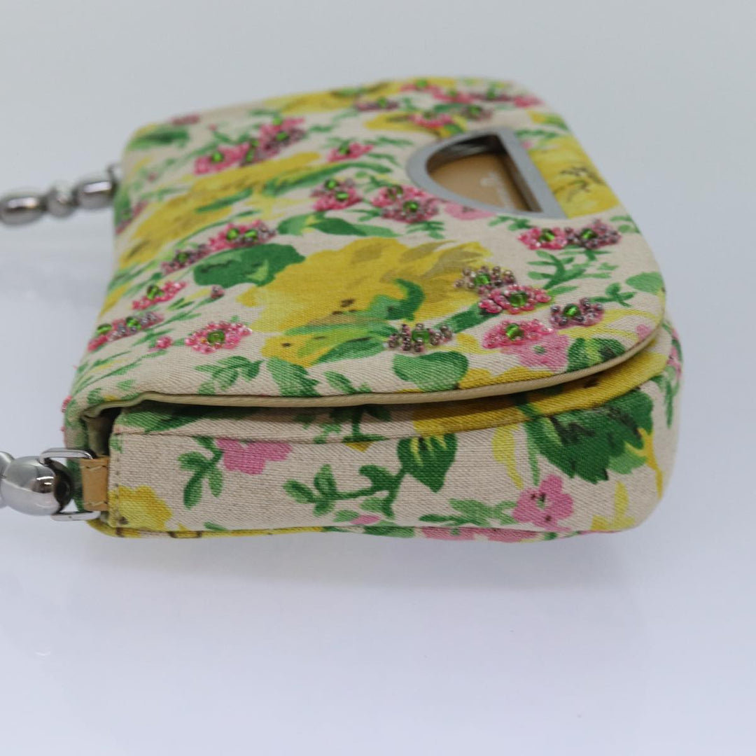 CHRISTIAN Top quality Dior Flower Shoulder Bag Canvas Beige Yellow Auth 87650