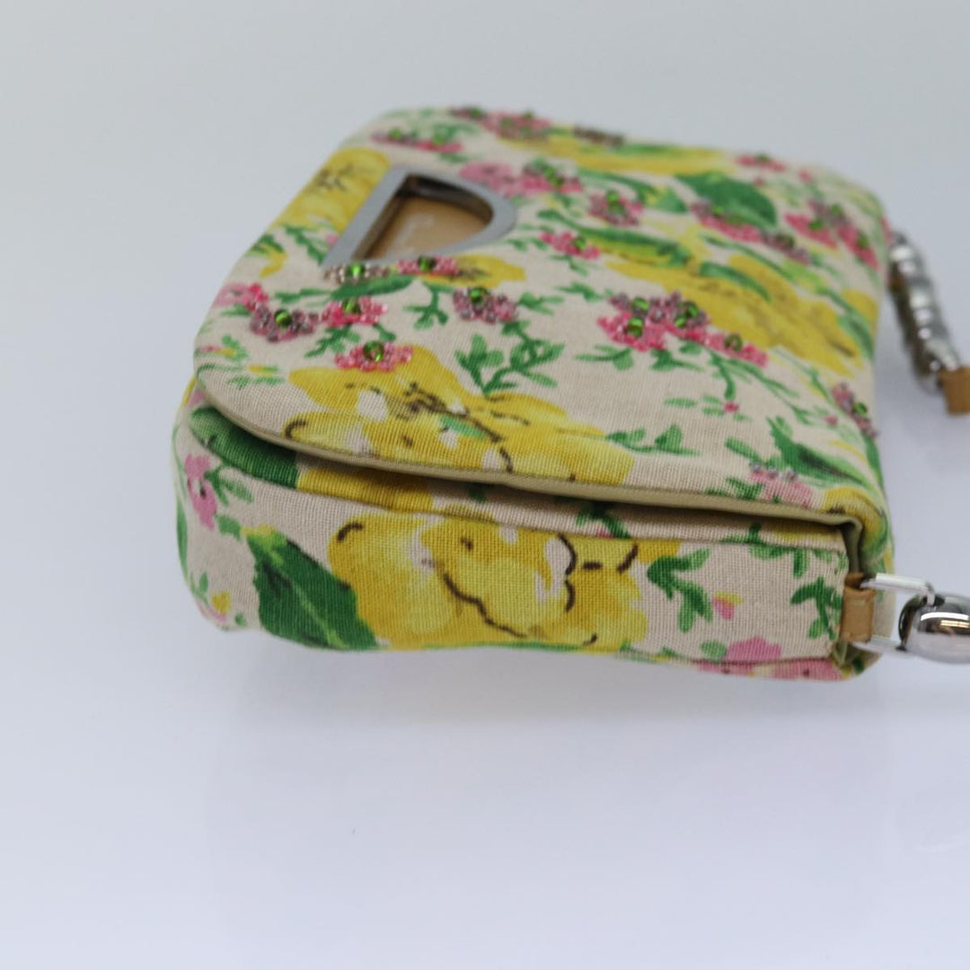 CHRISTIAN Top quality Dior Flower Shoulder Bag Canvas Beige Yellow Auth 87650