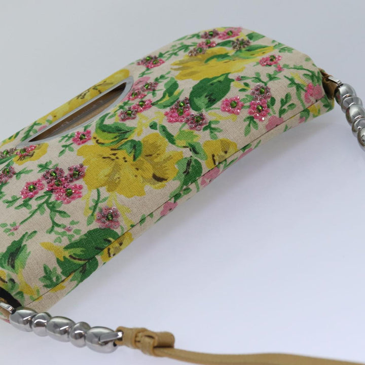 CHRISTIAN Top quality Dior Flower Shoulder Bag Canvas Beige Yellow Auth 87650