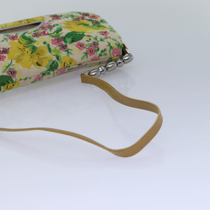 CHRISTIAN Top quality Dior Flower Shoulder Bag Canvas Beige Yellow Auth 87650