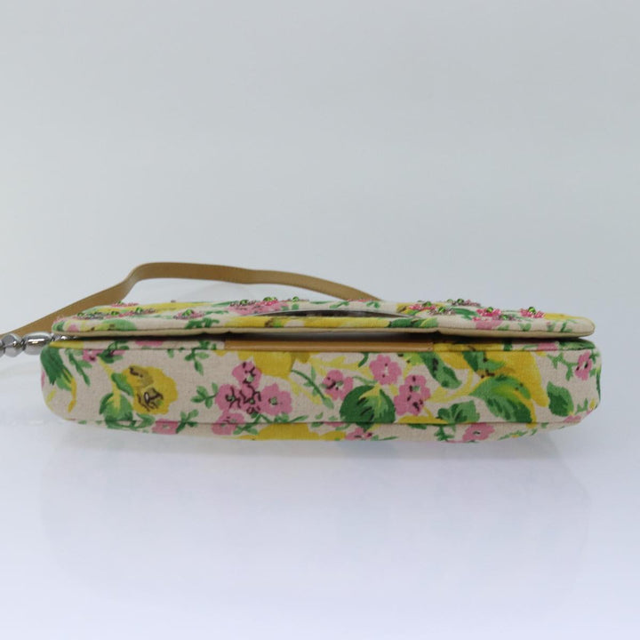 CHRISTIAN Top quality Dior Flower Shoulder Bag Canvas Beige Yellow Auth 87650