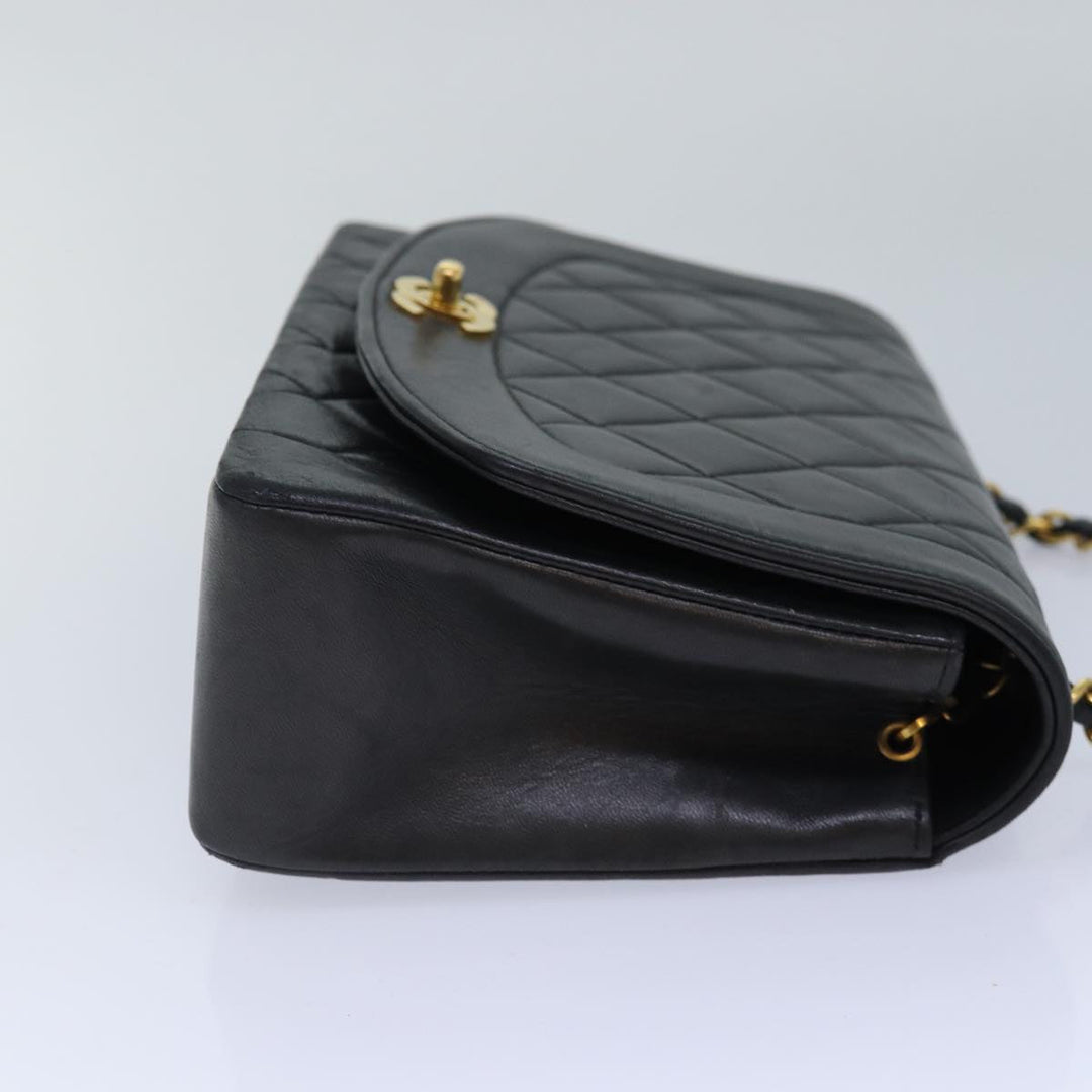 Chanel Diana Matelasse Chain Shoulder Bag Lamb Skin Black CC Auth 87740A