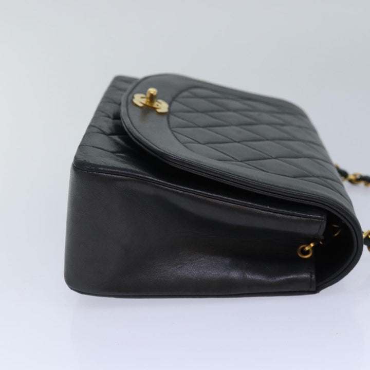 Chanel Diana Matelasse Chain Shoulder Bag Lamb Skin Black CC Auth 87740A