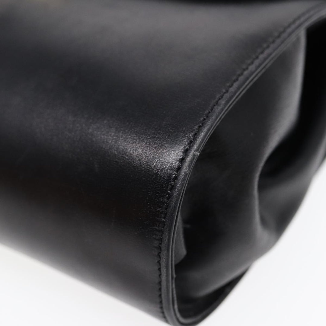 Celine Shoulder Bag Leather Black Gold Auth 87745