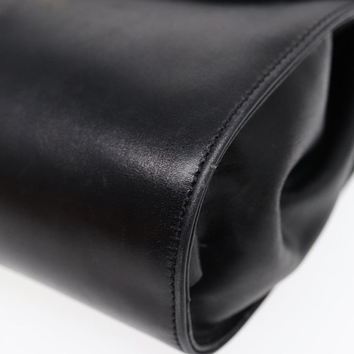 Celine Shoulder Bag Leather Black Gold Auth 87745