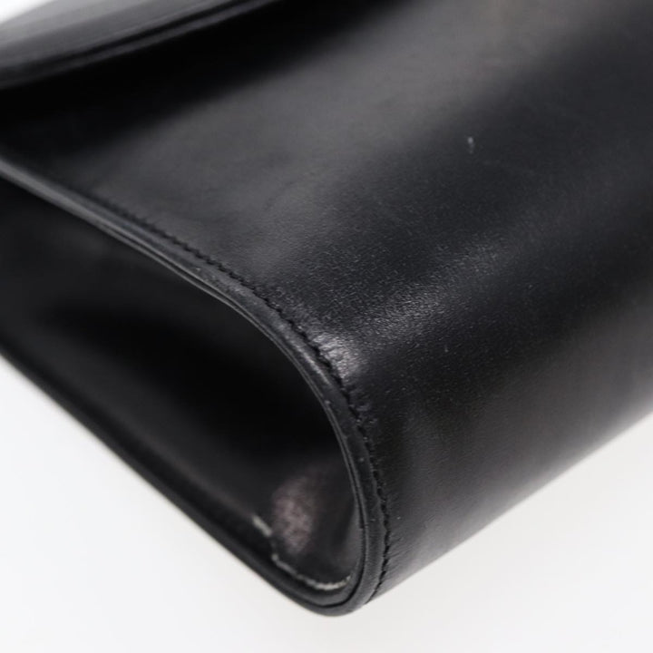 Celine Shoulder Bag Leather Black Gold Auth 87745