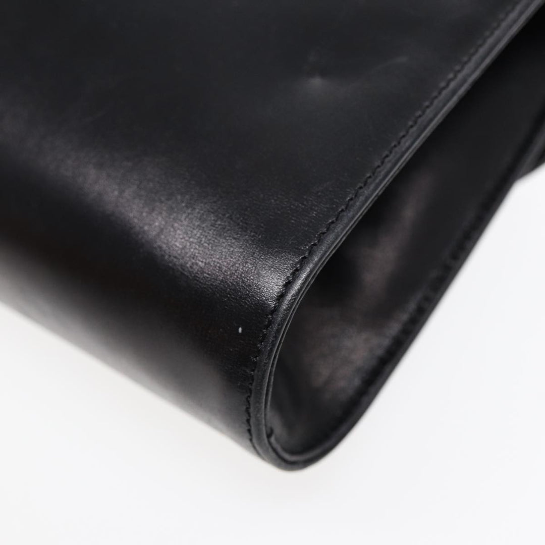 Celine Shoulder Bag Leather Black Gold Auth 87745