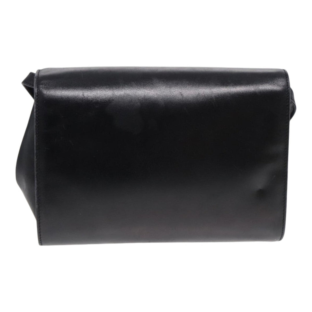 Celine Shoulder Bag Leather Black Gold Auth 87745