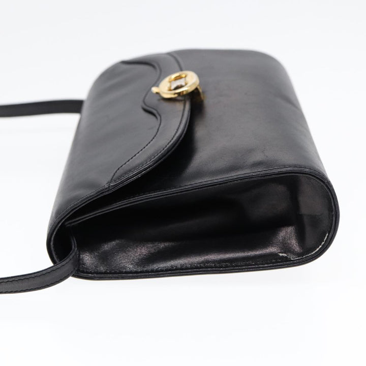 Celine Shoulder Bag Leather Black Gold Auth 87745