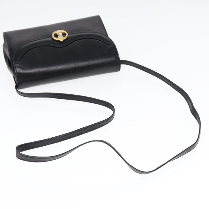Celine Shoulder Bag Leather Black Gold Auth 87745