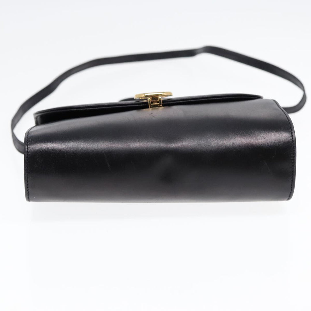 Celine Shoulder Bag Leather Black Gold Auth 87745