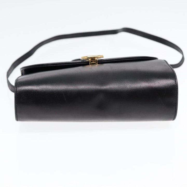 Celine Shoulder Bag Leather Black Gold Auth 87745