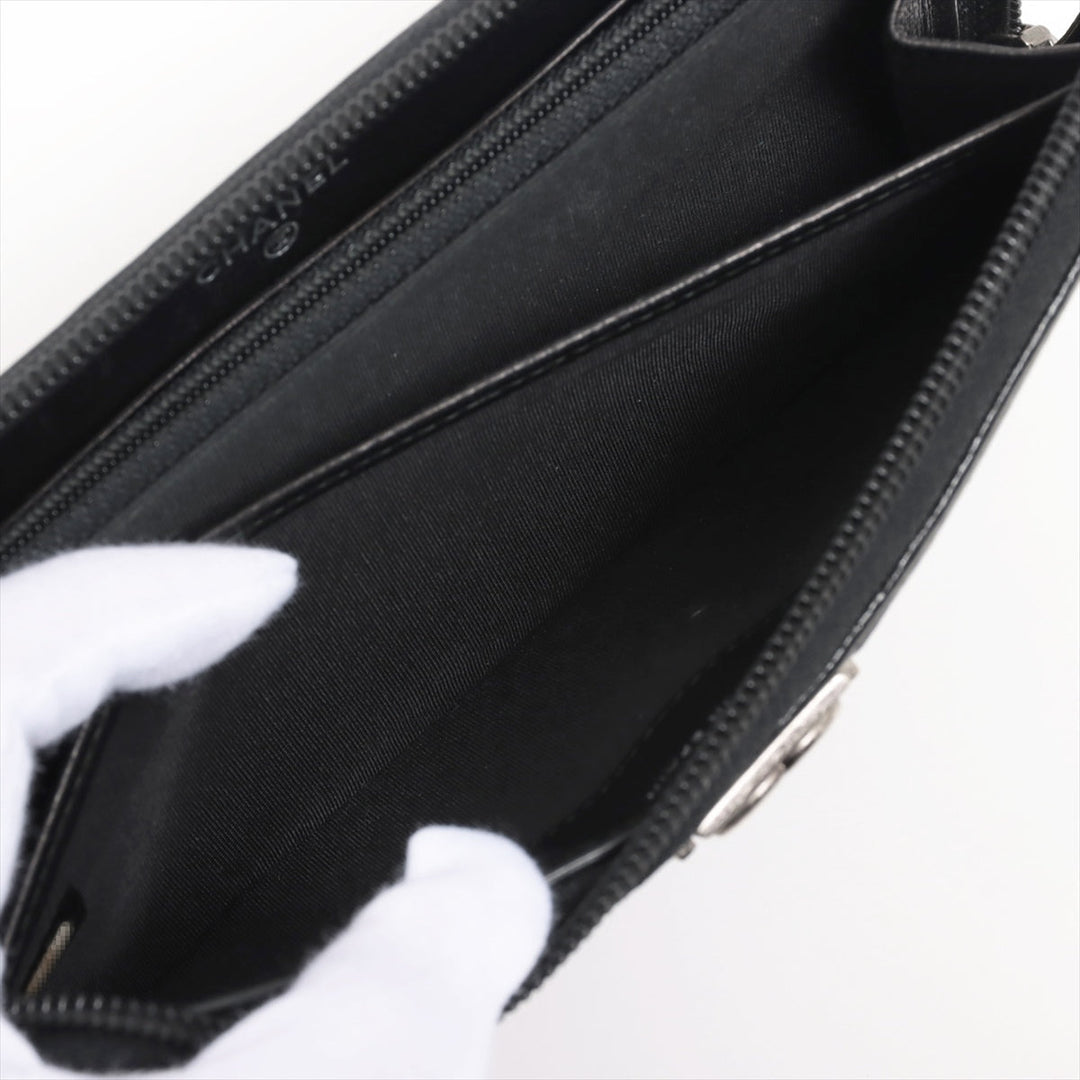 Top Quality Chanel Boy Top Quality Chanel Caviar S Round  Wallet Black Silver Gold