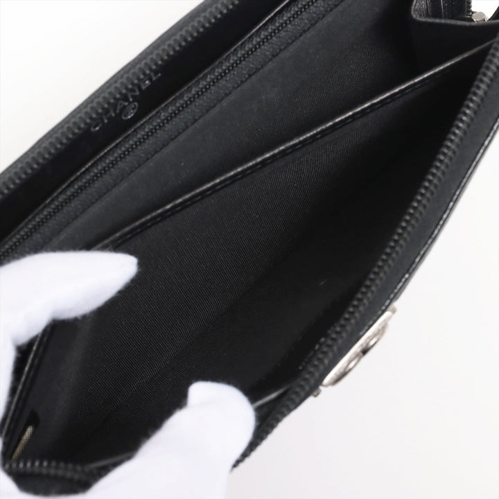 Top Quality Chanel Boy Top Quality Chanel Caviar S Round  Wallet Black Silver Gold