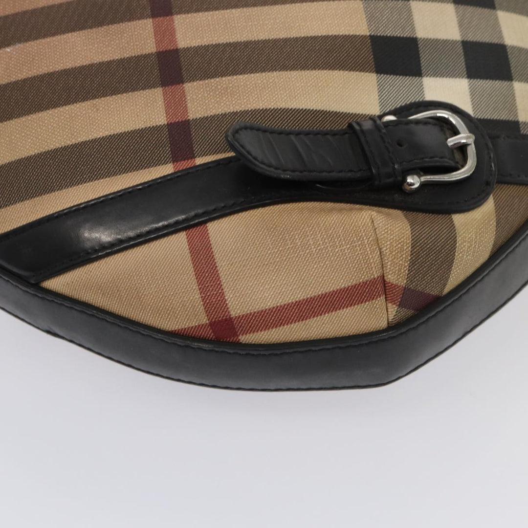 Burberry Nova Check Shoulder Bag Beige Black Silver Auth 87777