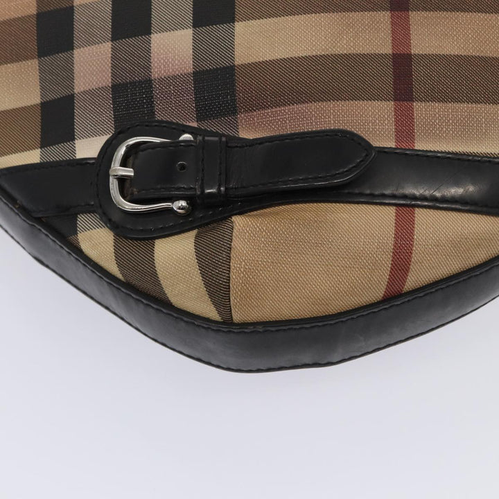 Burberry Nova Check Shoulder Bag Beige Black Silver Auth 87777