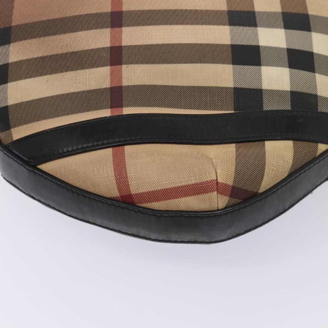 Burberry Nova Check Shoulder Bag Beige Black Silver Auth 87777