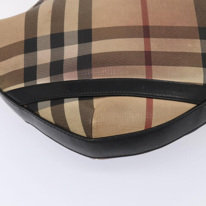 Burberry Nova Check Shoulder Bag Beige Black Silver Auth 87777