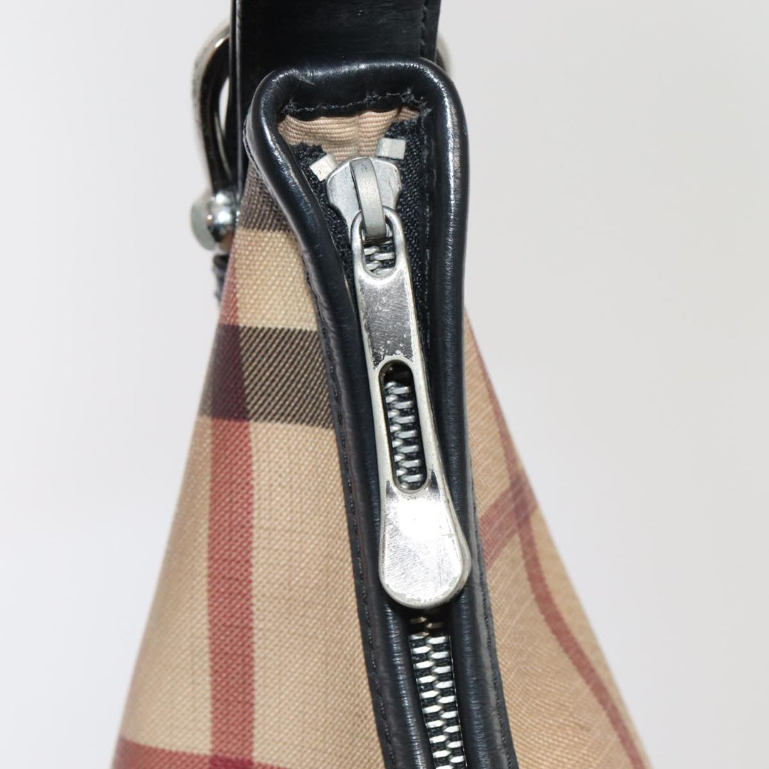 Burberry Nova Check Shoulder Bag Beige Black Silver Auth 87777