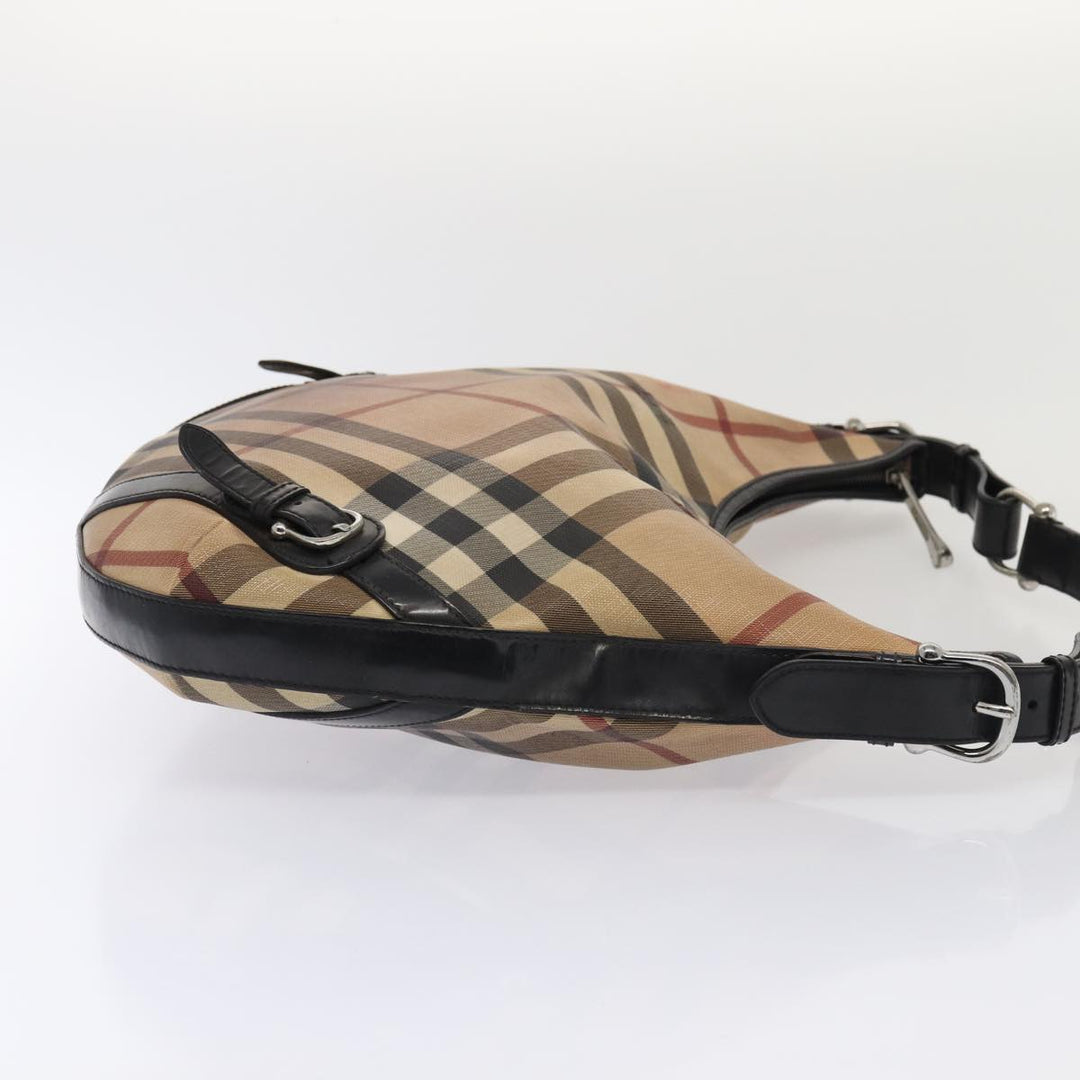Burberry Nova Check Shoulder Bag Beige Black Silver Auth 87777