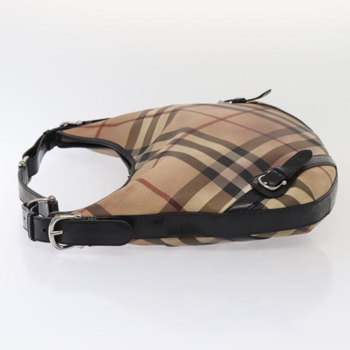Burberry Nova Check Shoulder Bag Beige Black Silver Auth 87777