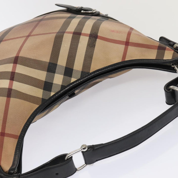Burberry Nova Check Shoulder Bag Beige Black Silver Auth 87777