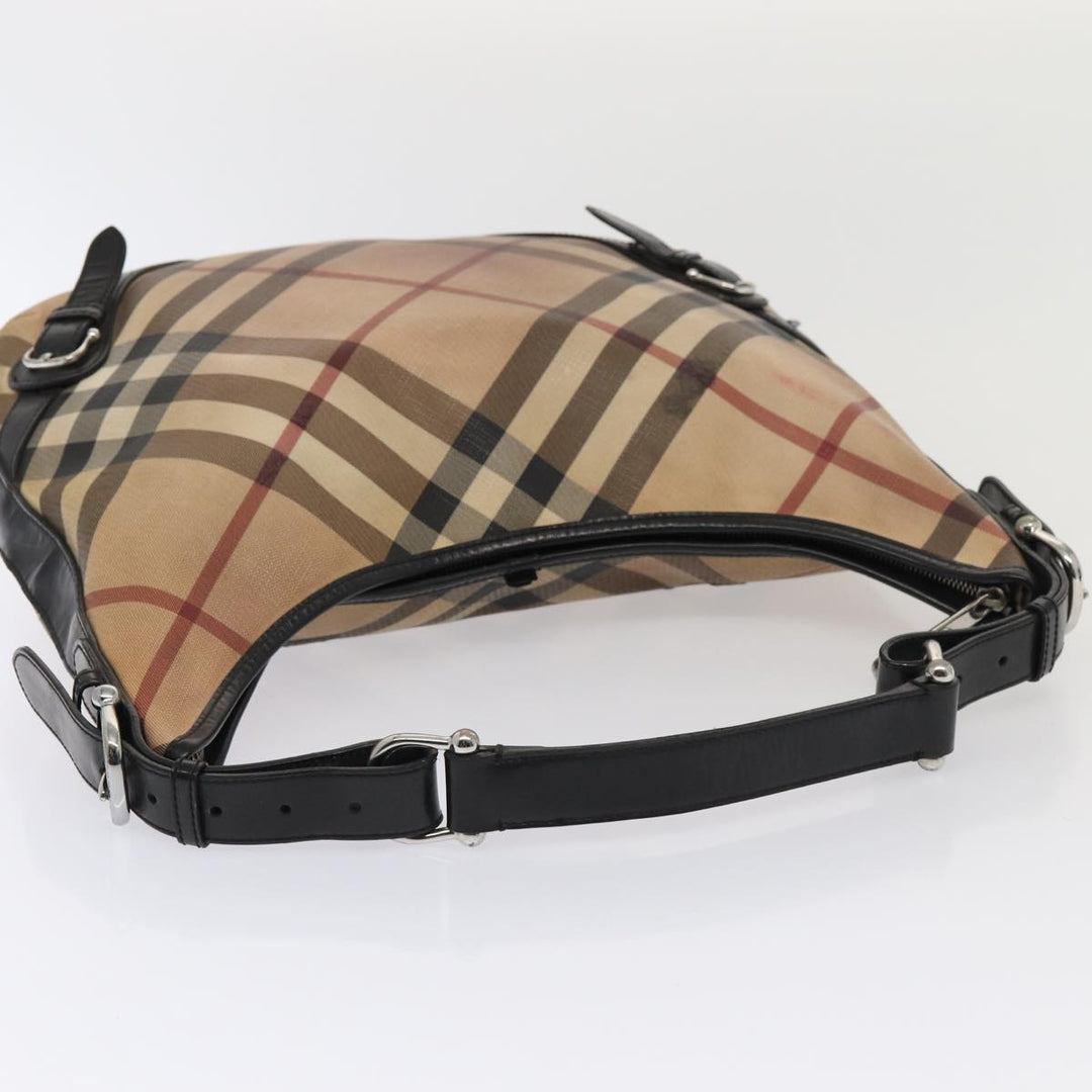 Burberry Nova Check Shoulder Bag Beige Black Silver Auth 87777