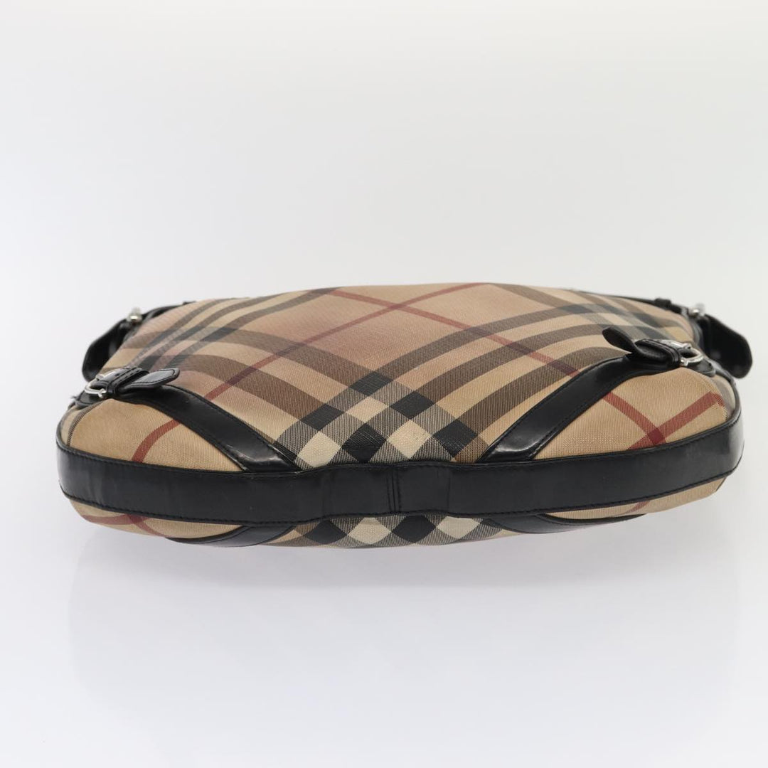 Burberry Nova Check Shoulder Bag Beige Black Silver Auth 87777