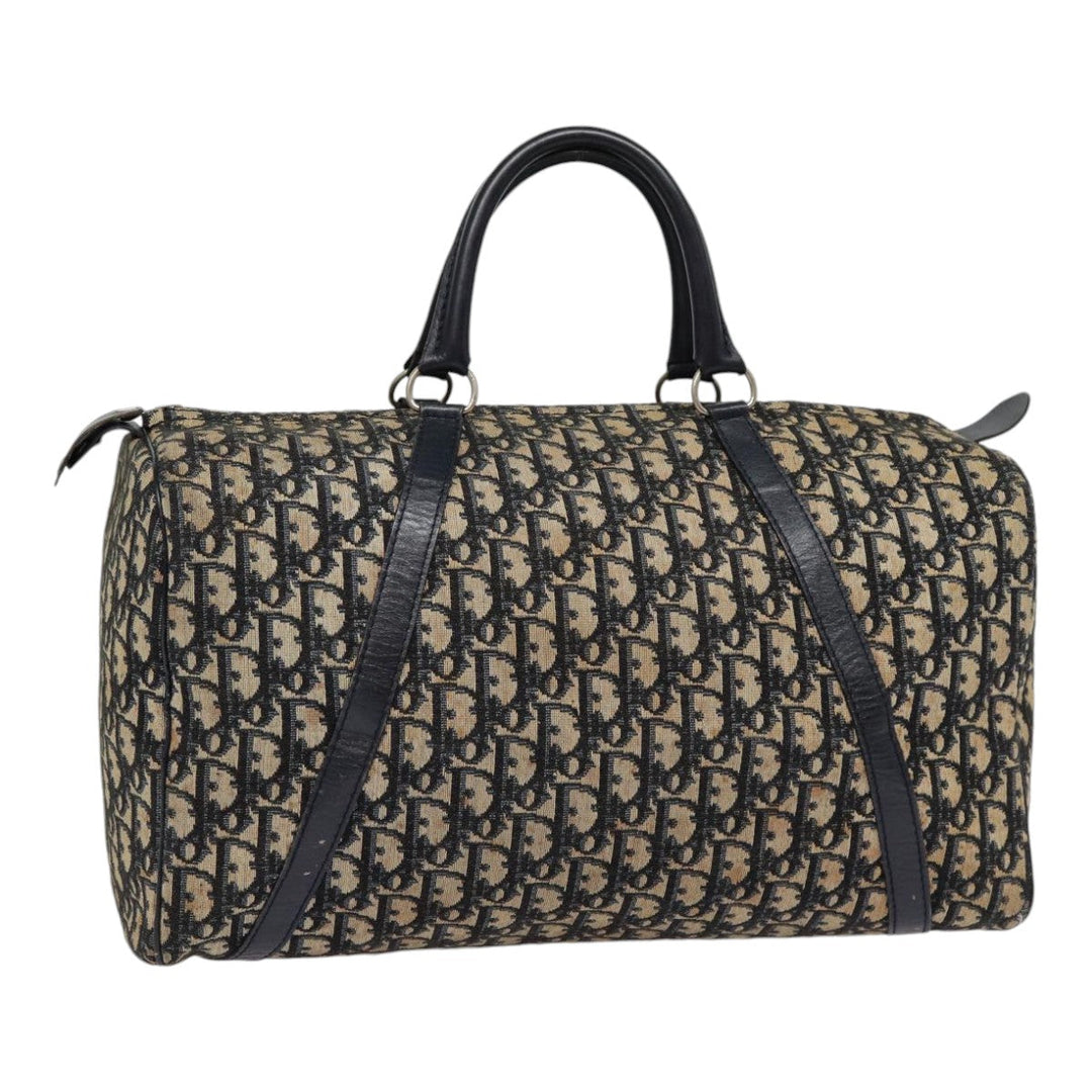 CHRISTIAN Top quality Dior Trotter Canvas Boston Bag Navy Auth 87810