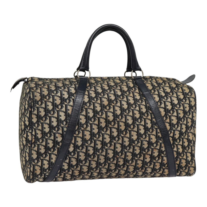 CHRISTIAN Top quality Dior Trotter Canvas Boston Bag Navy Auth 87810