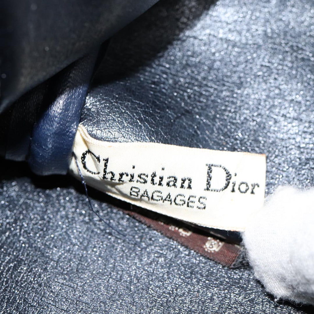 CHRISTIAN Top quality Dior Trotter Canvas Boston Bag Navy Auth 87810