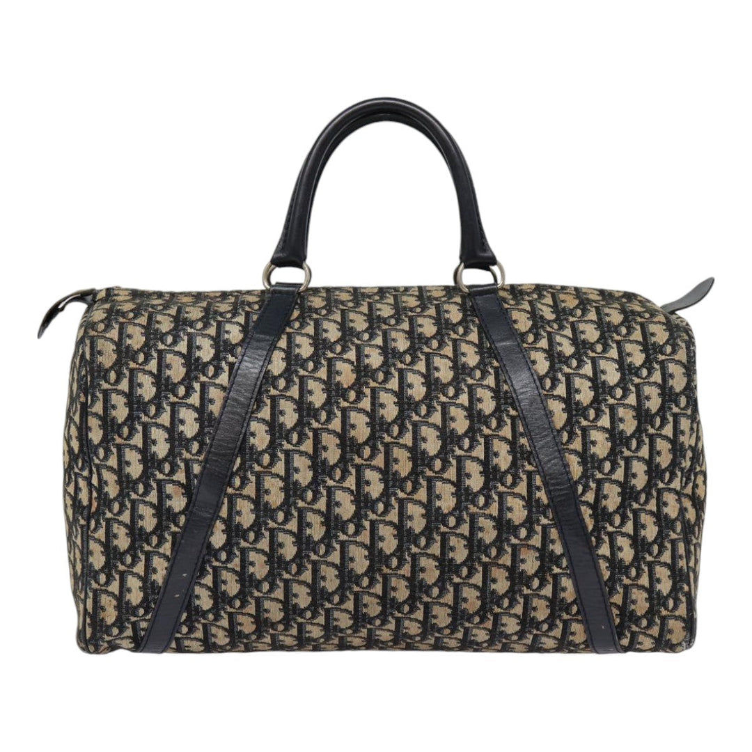 CHRISTIAN Top quality Dior Trotter Canvas Boston Bag Navy Auth 87810