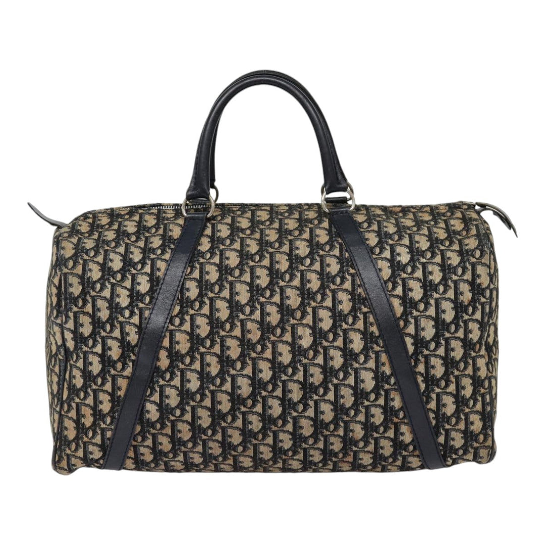 CHRISTIAN Top quality Dior Trotter Canvas Boston Bag Navy Auth 87810