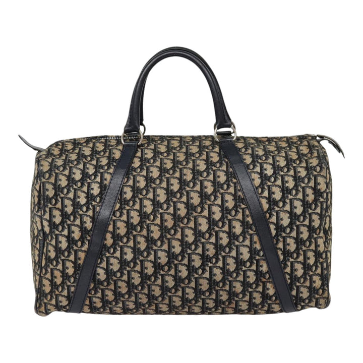 CHRISTIAN Top quality Dior Trotter Canvas Boston Bag Navy Auth 87810