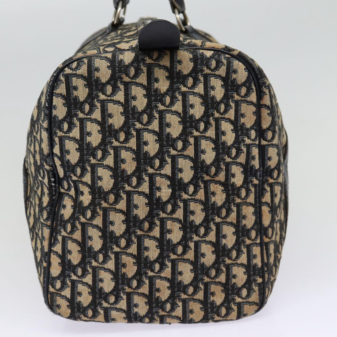 CHRISTIAN Top quality Dior Trotter Canvas Boston Bag Navy Auth 87810