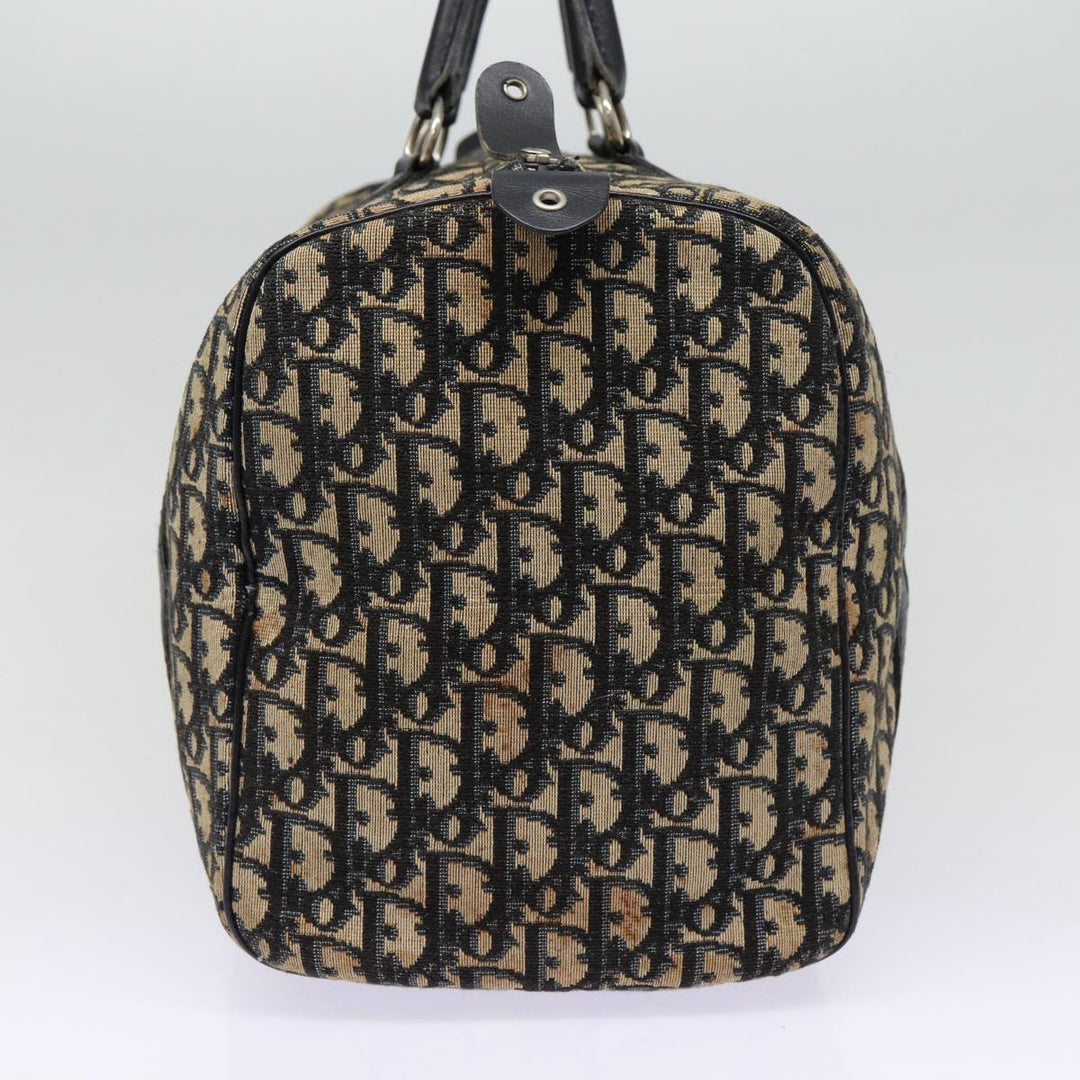 CHRISTIAN Top quality Dior Trotter Canvas Boston Bag Navy Auth 87810