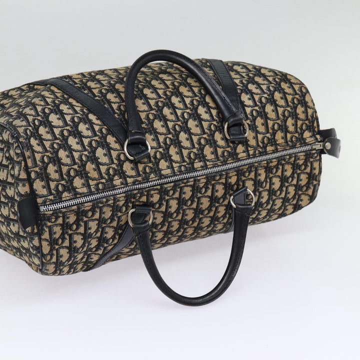CHRISTIAN Top quality Dior Trotter Canvas Boston Bag Navy Auth 87810