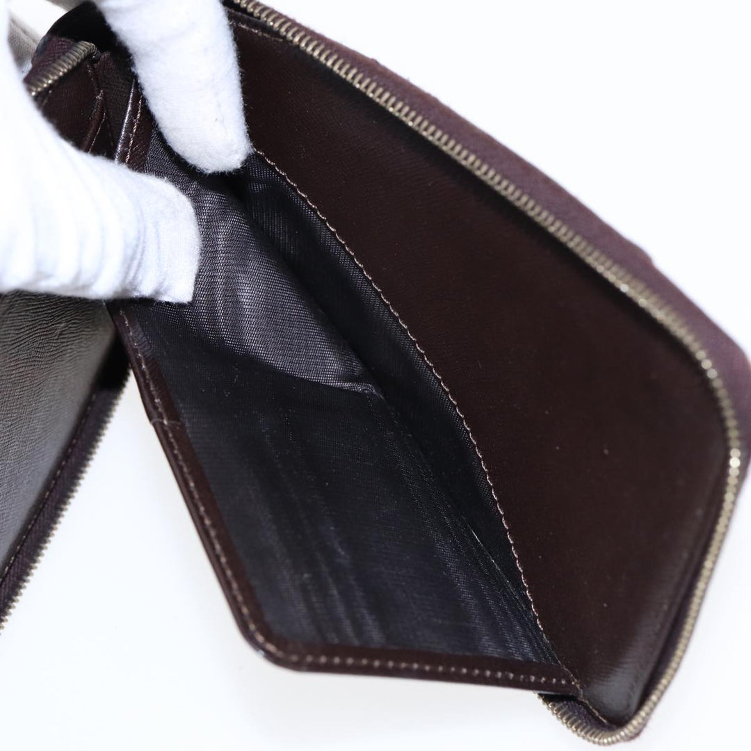 Celine Macadam Canvas Shoulder Wallet PVC Leather Gold Brown Auth 87855